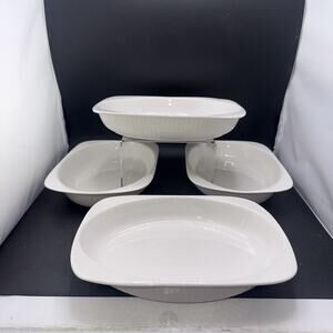 United Galileo Watermark White Porcelain Casserole Baking Dish Set of 4